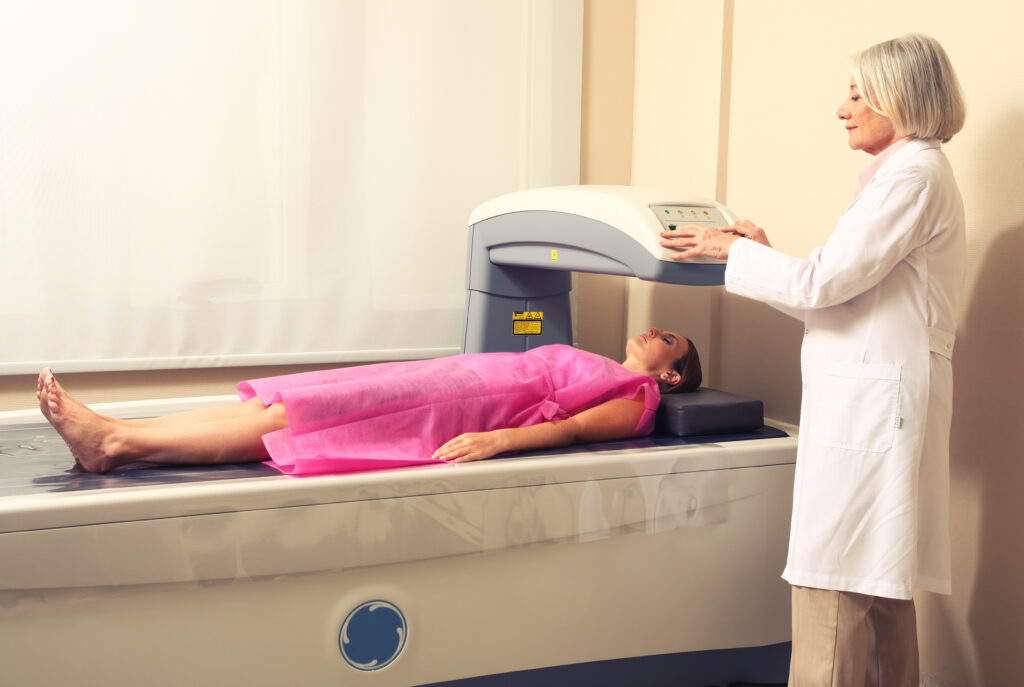 Woman laying down getting Dexa Scan